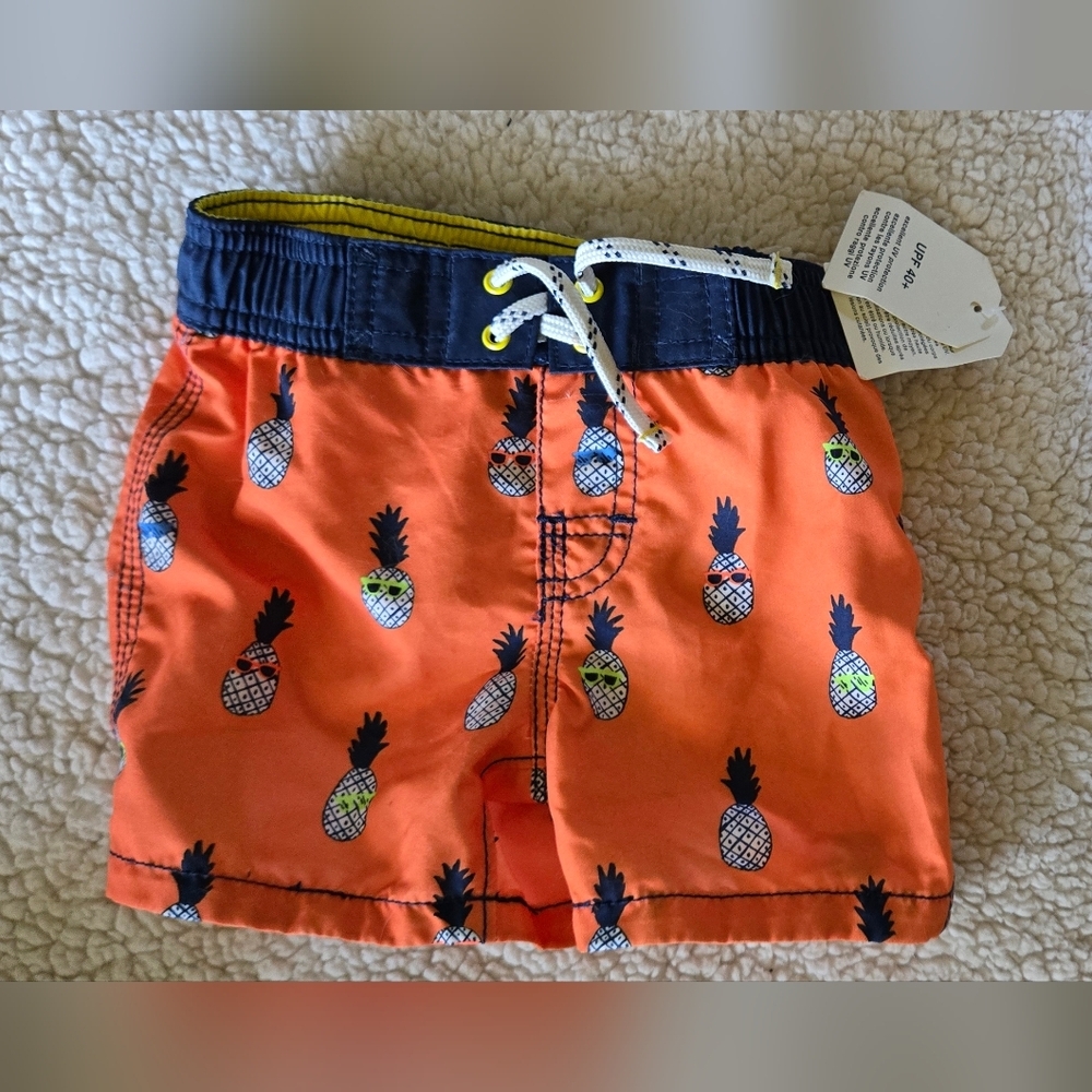 GAP Kids Orange Pineapple Swim Trunks Baby Boy Size 12-18 Months